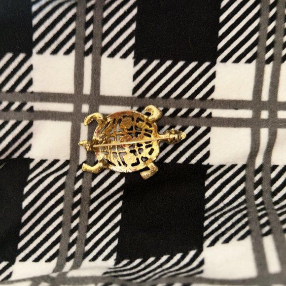 Rhinestone Turtle Aquatic Sea Brooch Unsigned - Picture 2 of 3